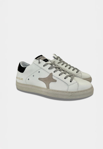 AMA BRAND SNEAKERS UOMO BIANCA TALLONE NERO STELLA CAMOSCIO GRIGIO - Shopaland